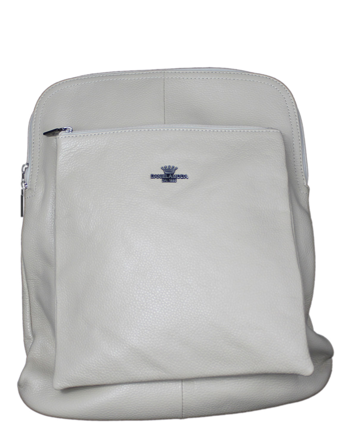 Florence Soft Leather Rucksack in Off White with Brown Trim