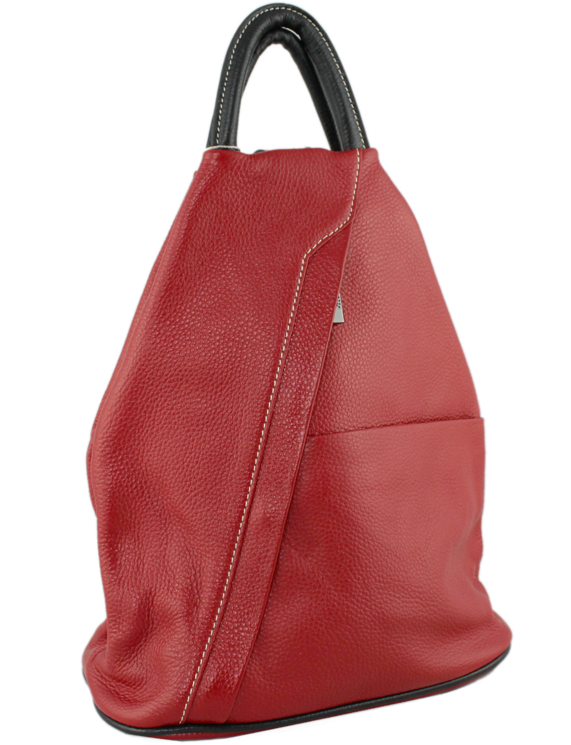 Tuscany Soft Leather Backpack in Red with Black Trim