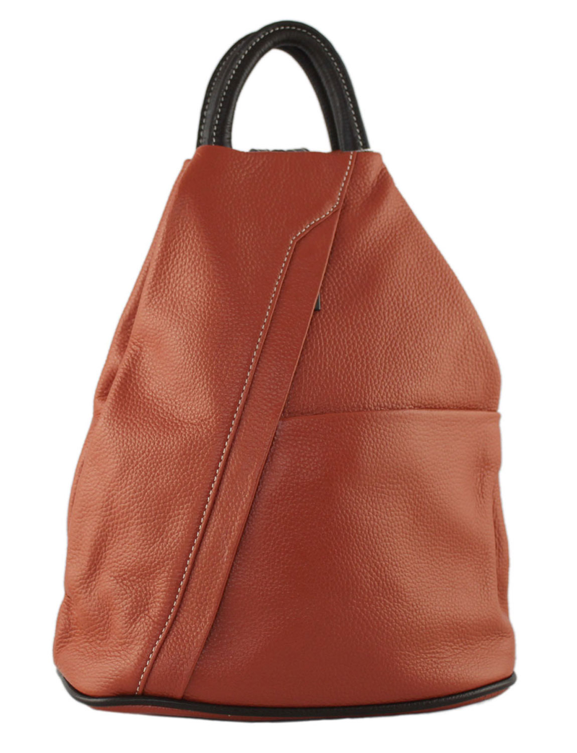 Tuscany Soft Leather Backpack in Brick Red With Brown Trim